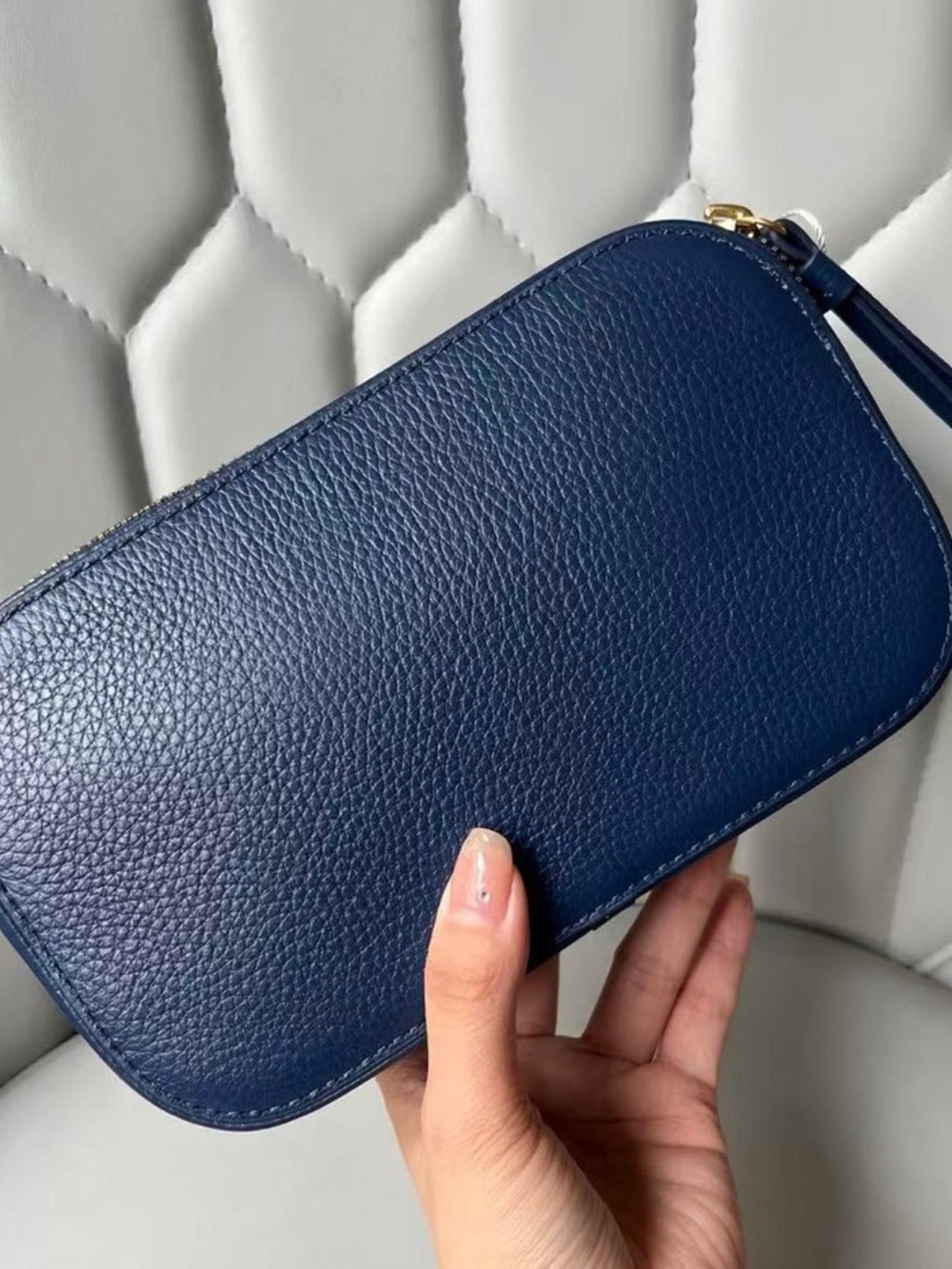 Tory Burch Deep Blue Crossbody Bag with Patterned Strap - Picture 3 of 7